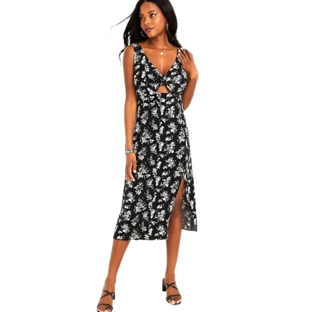 EC MAURICES FLORAL CUTOUT MIDI DRESS SZ.S